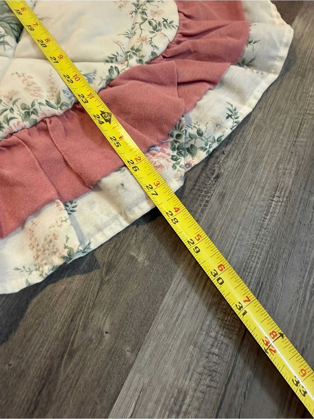 Vintage Style Floral Ruffle Quilted Pillow Sham Cottagecore - Standard Size
